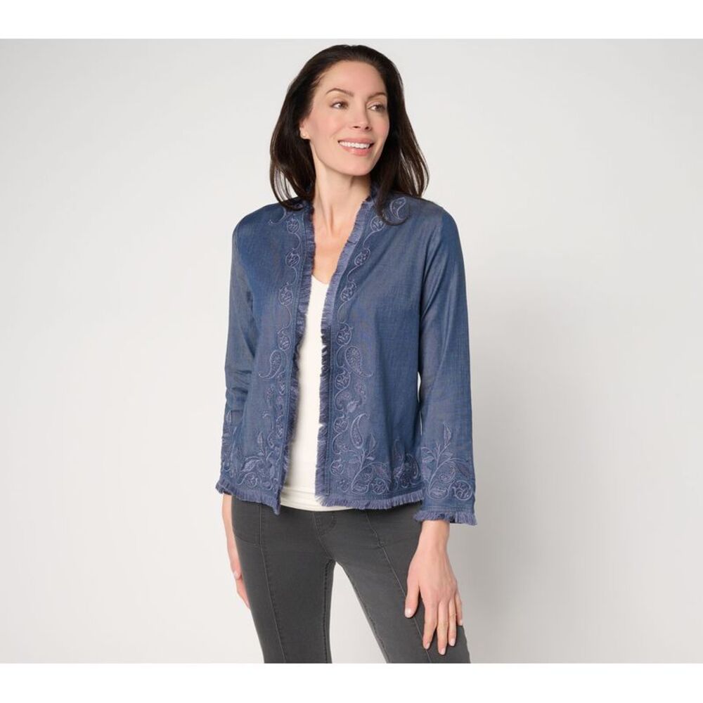 Susan Graver Women's Jacket Sz L Make Your Selection: Chambray Blue